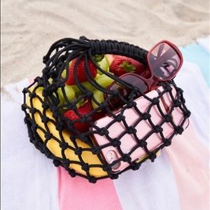 Black Open Cable-Knit Beach Bag/Reusable Bag